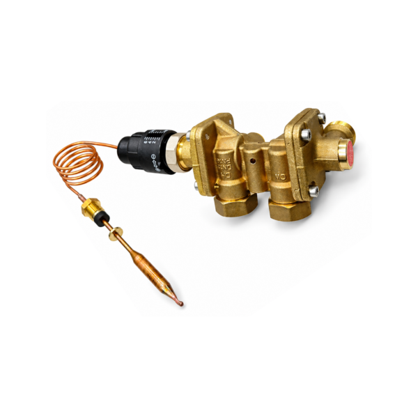Danfoss IHPT 90° temperature control valve with sensor and capillary